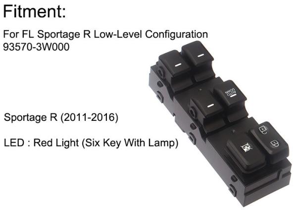 Auto Power window switch Front Left MT for Hyundai Sportage six key with red light 2011-2016 OE 93570-3W000
