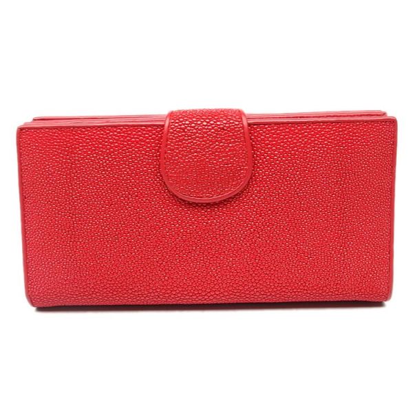 Authentic Real Stingray Skin Women's Long Red Wallet Lady Card Holders Genuine Leather Female Large Phone Clutch Purse