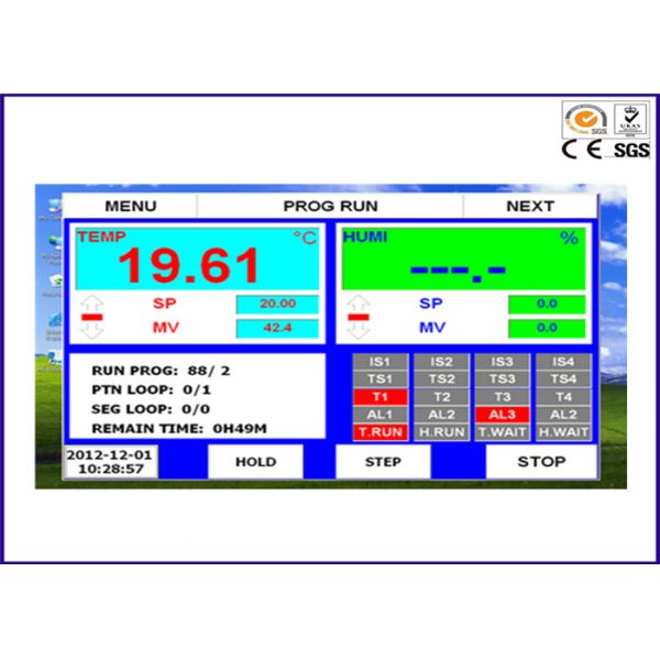 Câmara de aço inoxidável do teste ambiental com controlador de tela táctil