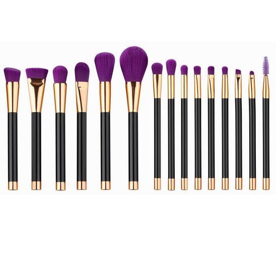 15 in 1 make up tool brush kit purple  Beauty makeup tools