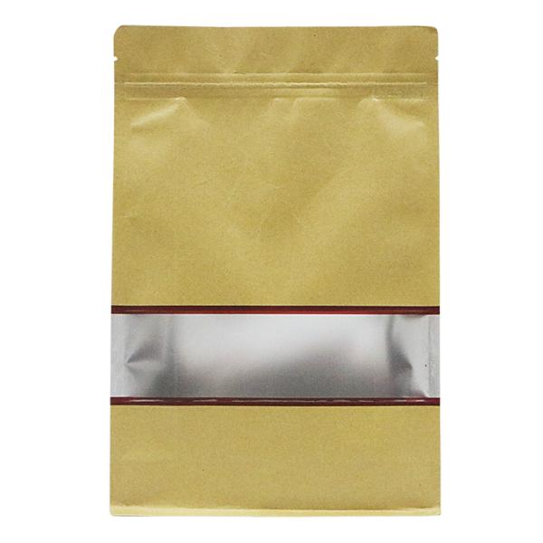stand up zip pouch brown Kraft paper bags dried food packaging bags with window