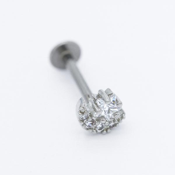 Clear Zircon Stone Star Labret Stud Septum Piercing Jewelery 8mm