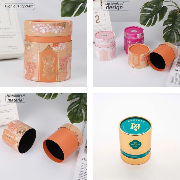 Customized high-end cylindrical eco-friendly cosmetic essential oil kraft paper tube packaging