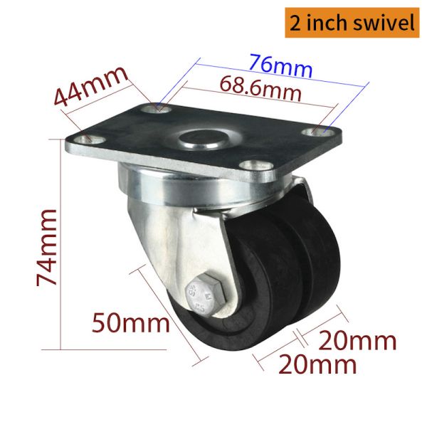 EDL 2Inch Plate Equipment Casters M612P-13 By Rigid Swivel Brake Load 180kg