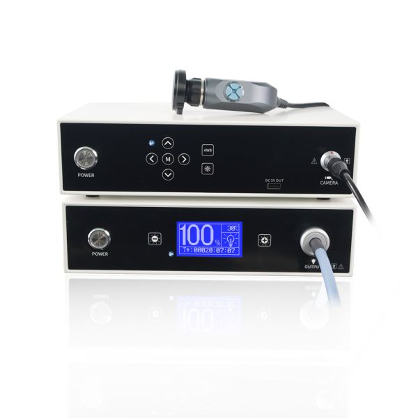 China Fabricante 100 vatios Fuente de luz LED a frío Sistema de cámara de endoscopio ENT Full HD para cirugía endoscópica rígida