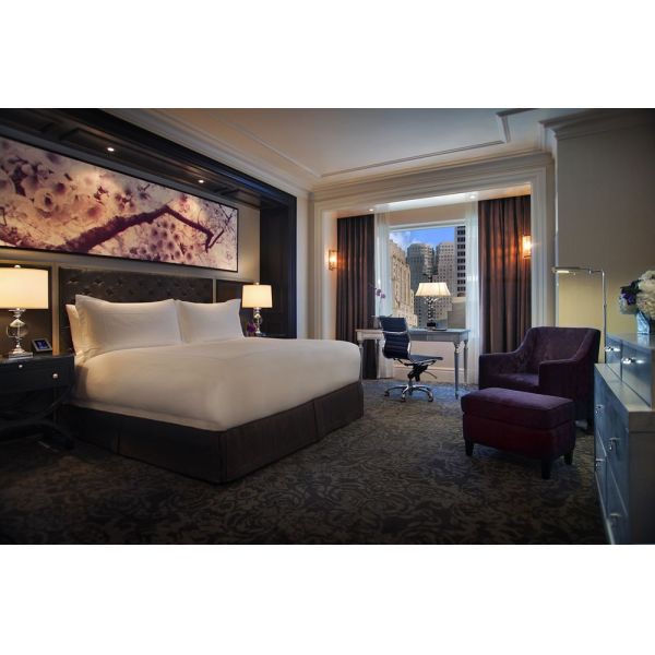 Five Star Leather Hotel Bedroom Furniture Sets King Size / Double Size With Marble Top Night Table