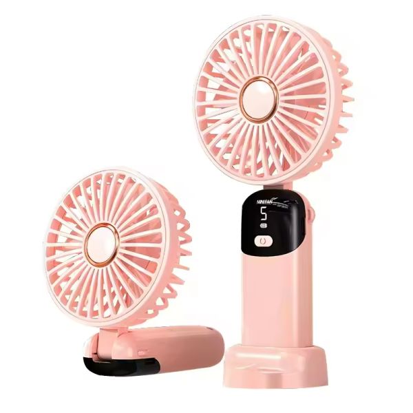 Mini Desk Foldable Fan 1200mAh 5 Speeds Ultra Quite Portable Handheld Fan for Women Girl