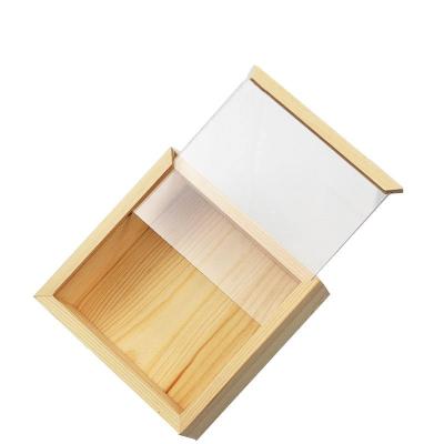 Caixa de madeira Lidded acrílica transparente para a personalização da joia