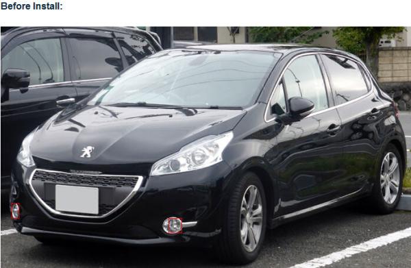 Peugeot 208 front fog lamp assembly LED daytime running lights DRL