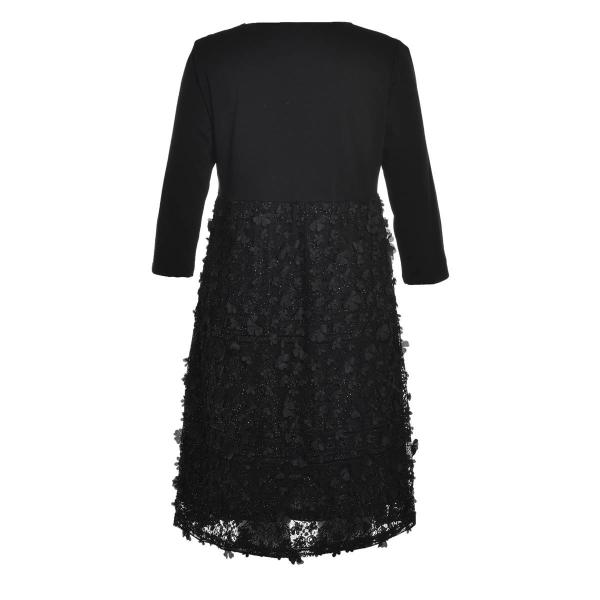 Round Neck Plus Size Autumn Dresses With Lace Skirt , Large Size Ladies Clothes