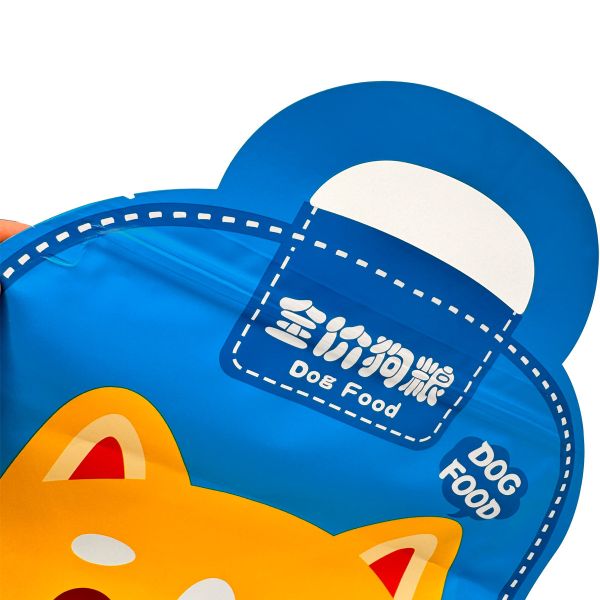 Cute Blue School Bag Shape Flat Bottom Big Bag Of Cat Food Treat Packaging With Handle And Zipper