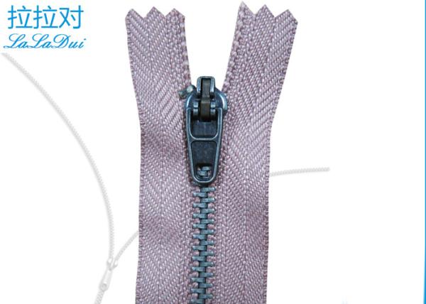 Closed Ended Metal Zips 4# For Trousers , Black Nickel Teeth 27 Inch Metal Jacket Zipper