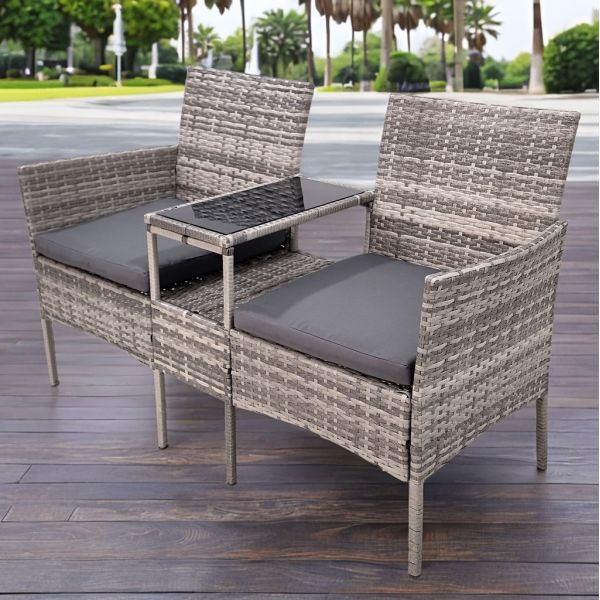 Factory Wholesale Cheap Price High Quality Garden Chair Outdoor Metal Frame Knock Down Structure PE Wicker Love Seat