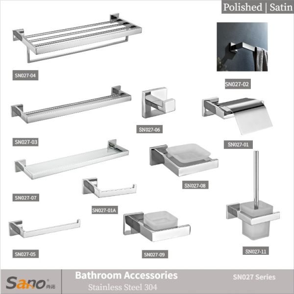 ODM OEM Stainless Steel Hardware Bathroom Accessories Set Polished