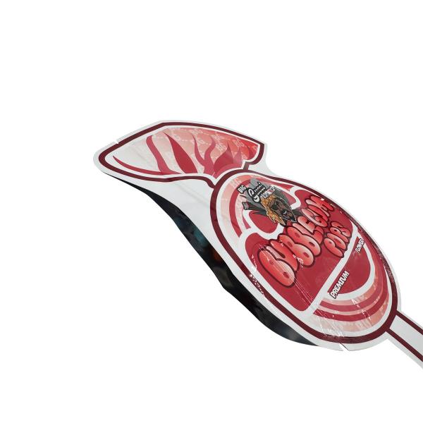 Heart Candy Lollipop Die Cut Shape Reusable Flat Mylar Zipper Bags For Candies Flowers Leaves