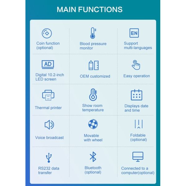 Оборудование приведенное медицинского осмотра масштаба веса высоты тарифа сердца кровяного давления дисплея