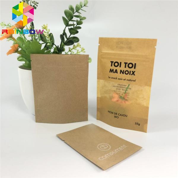 Saco de papel branco Resealable dos sacos de papel Ziplock do produto comestível com o malote de empacotamento Eco-amigável da janela para o chá