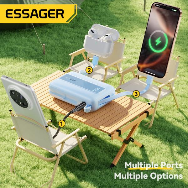 Essager ES-D024 22.5W Digital Display Fast Charging Mini 20000 Mah Power Bank With Cable
