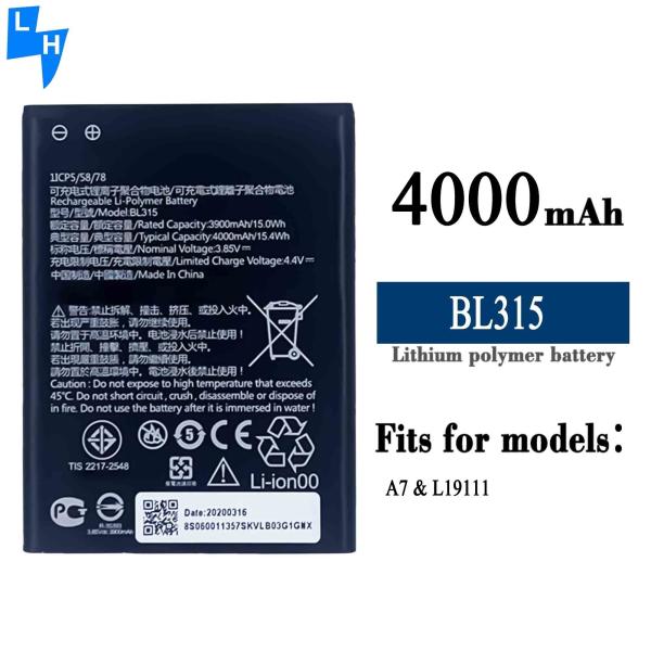 Bateria para telemóvel BL315 4000mAh Bateria para Lenovo A7 Polímero Bateria de íons de lítio