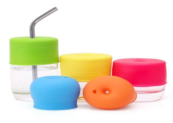 Reusable BPA Free Silicone Sippy Cup Lids With Straw Hole Eco - Friendly