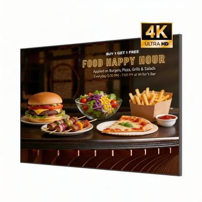 Commercial 4K Wall Mounted Digital Signage Display 500cd/m2 LCD Advertising Screen 55 Inch