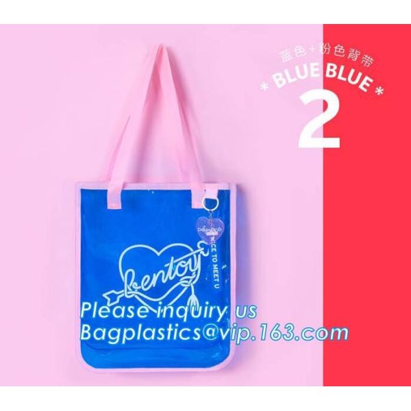 Shoulder Tote Pouch Clear PVC Beach Bag With Interior Pocket Handbag Totes With Zipper Carry Shopping Bag