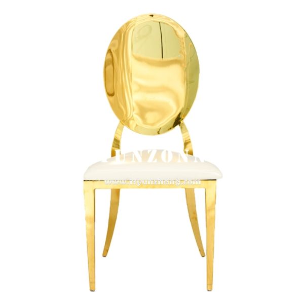 PU Seat O-Round Back Mirror Gold Stainless Steel Wedding Chair Stackable for Outdoor Events and Parties for Apartment Villa