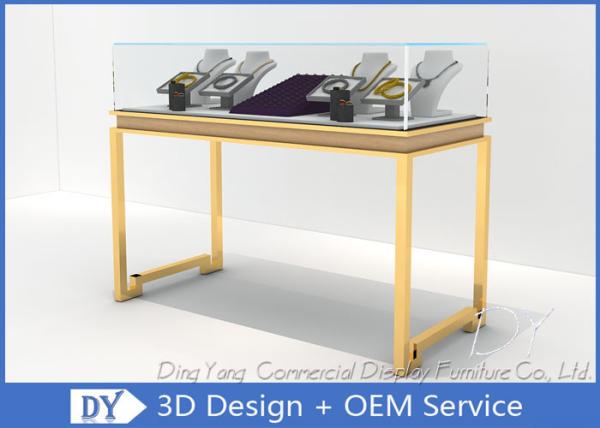 Beauty Practicability Glass Jewelry Showcases With Dis - Assembly Gold Legs