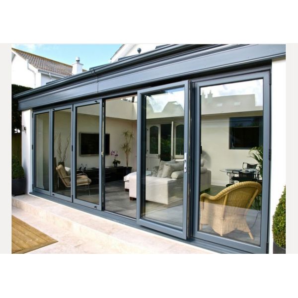 Portas de empilhamento de dobramento de alumínio do projeto moderno para a porta bifold vitrificada da porta da casa dobro bifold vertical residencial