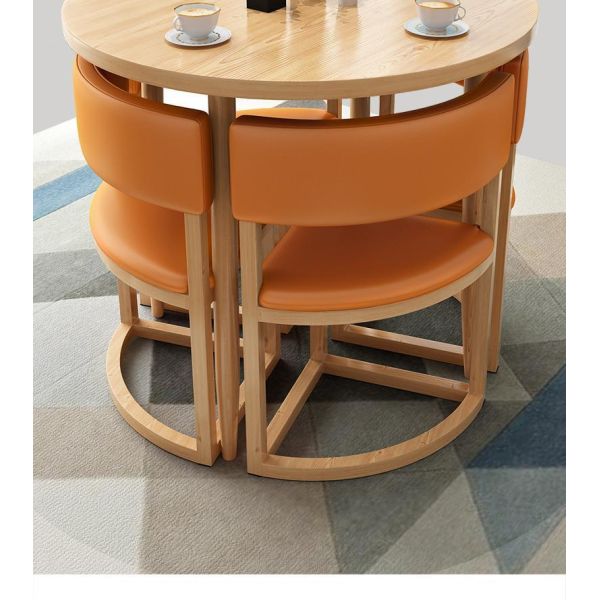Nordic Style Round Dining Table Set Modern Solid Wood Dining Table and Chair Set for Home and Apartment