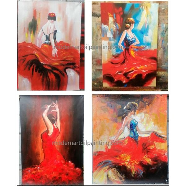 Hand Painted Spanish Oil Painting / Female Painting Flamenco Dancer Canvas Art