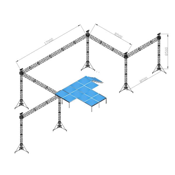 Silver Aluminum Stage Truss Alu Lighting Truss For Trade Show
