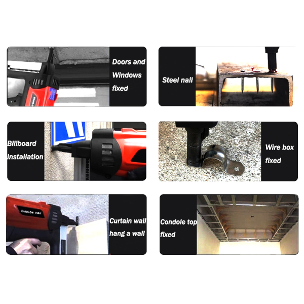 Versatile Cordless Gas Actuated Tool for Concrete Construction Li-ion Battery Powered