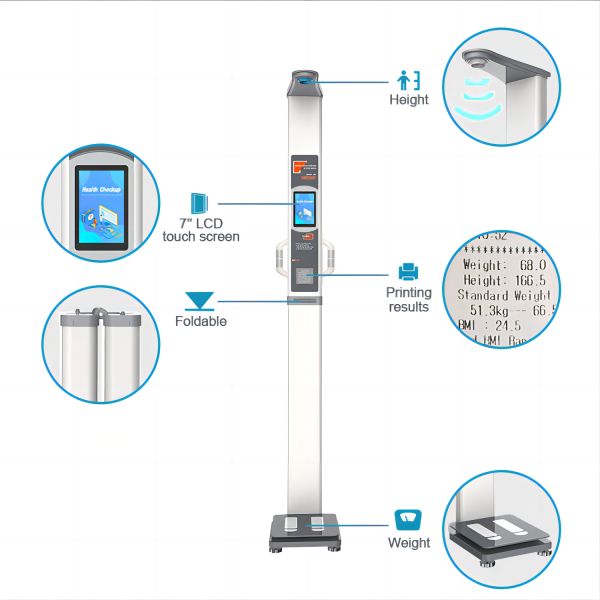 Highly 700A Bioimpedance Ultrasound Body Height Weight Fat Analyzer Machine N.W. 25kg