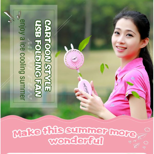 Foldable Rabbit Fan,portable mini handheld fan, usb charge mini table fan