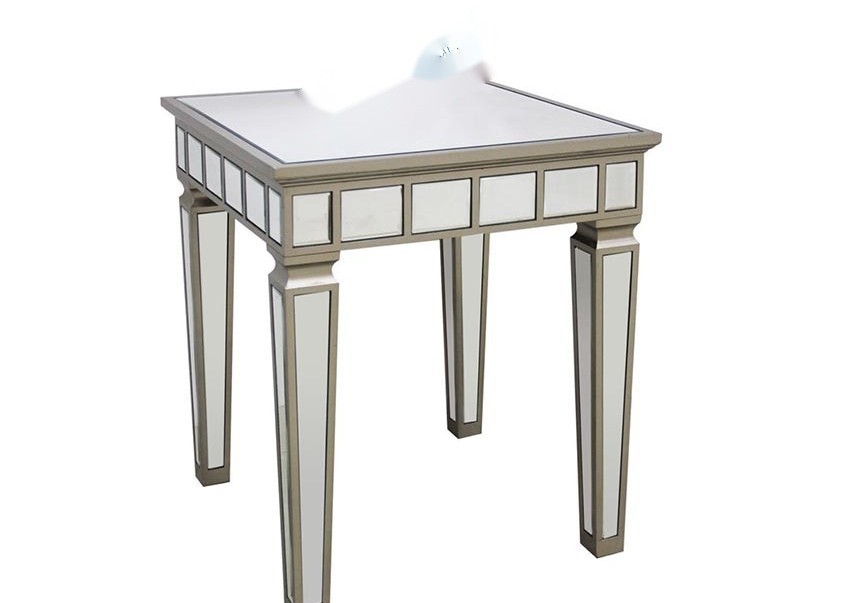 Rectangular Modern Mirrored Coffee Table With Gold Detailing And MDF Material