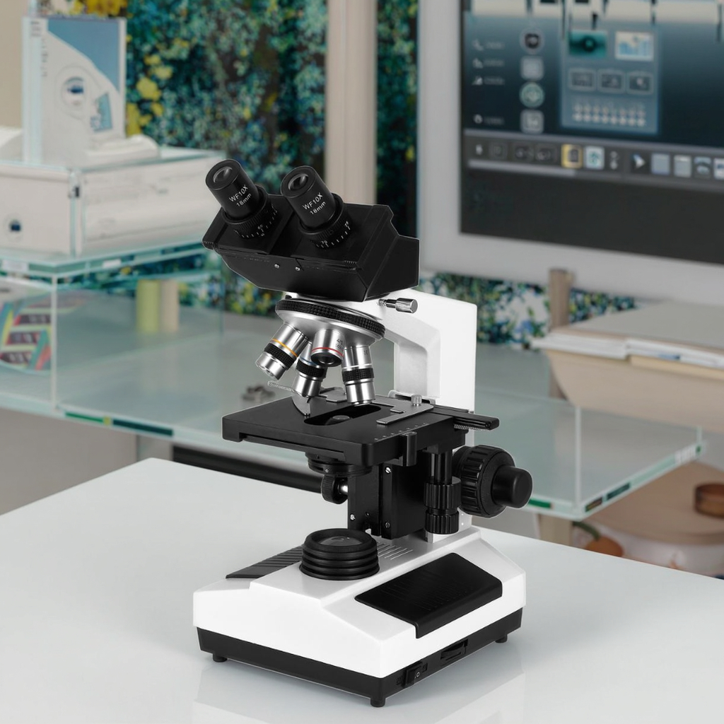 Advanced Binocular Biological Microscope 40X-1000X with Large Mechanical Stage & 20X Objective for Laboratory