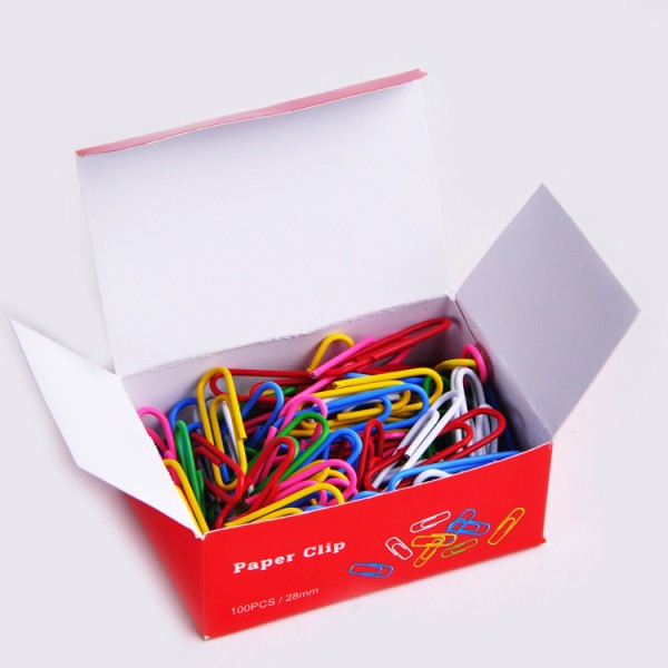 Factory price 100pcs/28mm colorful plastic coated paper clips