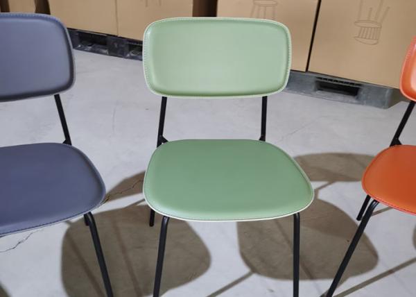 Sponge Padded PU Dining Chairs Restaurant Faux Leather Dining Chairs With Metal Legs