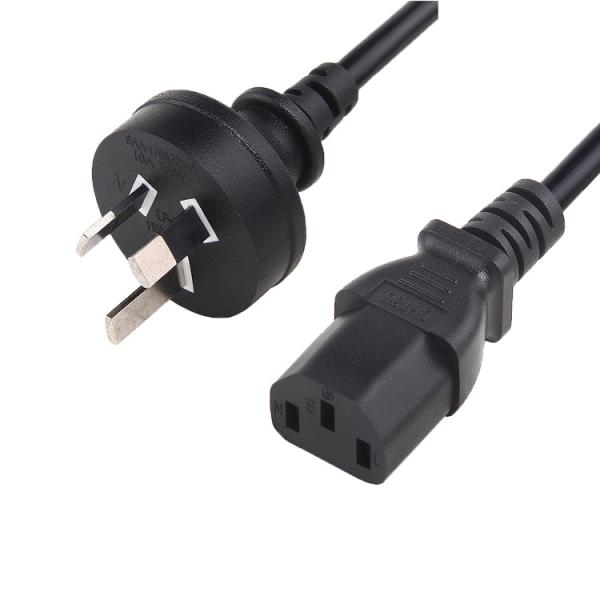 SAA Black C13 Extension Cord , 10A 250V Power Cord Au Australia AC Plug Type