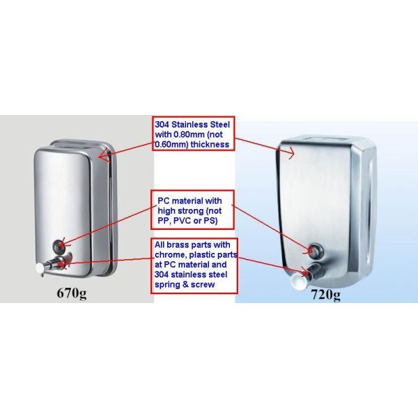 Stainless Steel Manual Hand Soap Dispenser 1300ml Satin / Polish Finish Crafts
