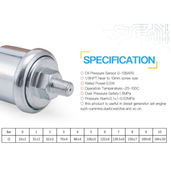 0-10 нержавеющая сталь датчика давления масла генератора Адвокатуры для дизельных наборов генератора