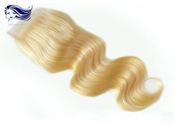 O cabelo brasileiro da onda do corpo do fechamento da parte superior do laço de Remy do louro livra o estilo