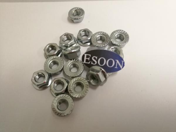 M4 DIN6923 Hex Flange Nut Zinc Plated Serrated Mode Coarse Thread