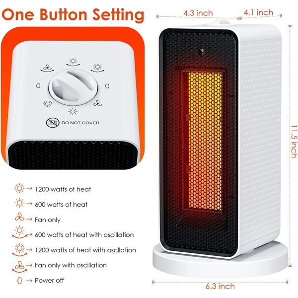 Waterproof Electric Heater for Living Room Quick Heating Vertical Design Household