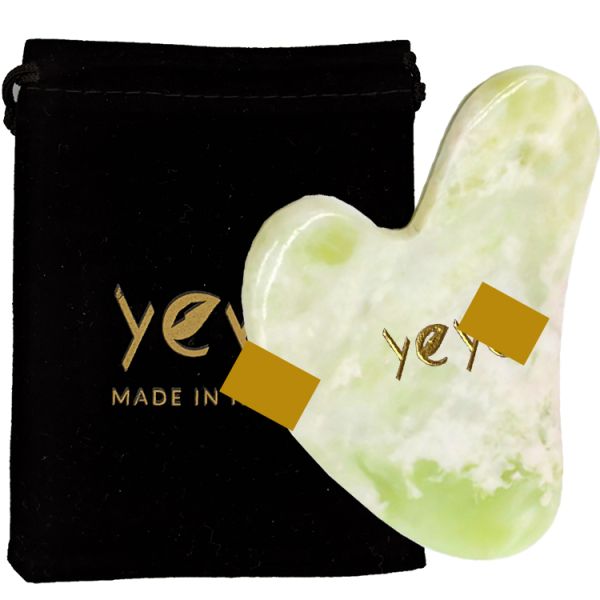 Green Jade Guasha Stone Facial Neck Body Massage Scraping Tool for Face and Body Logo