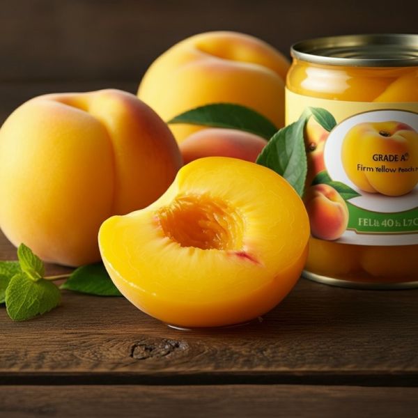 Grade A GMO Yellow / White Firm Shelf Stable Canned Peach Halves