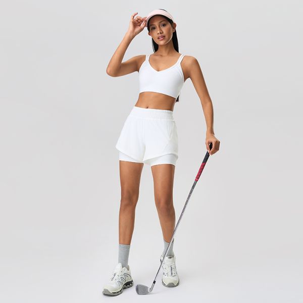 Women's 2in1 Running Shorts Quick Dry Elastic Waist Breathable for Outdoor Sports