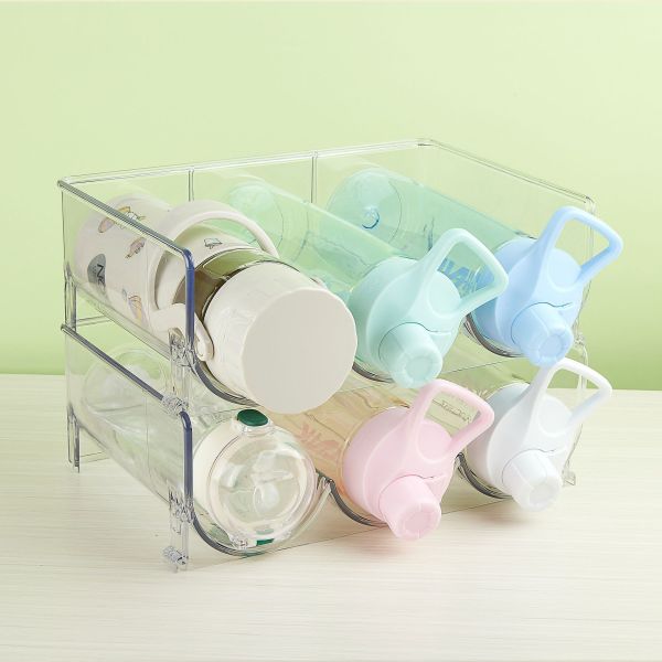 PET Wine and Drink Organizer Shelf for Kitchen Cabinet Fridge Plastic Bottle Holder