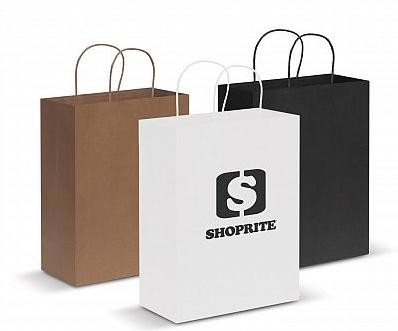Custom Logo Printed Merchandise Bags , Paper Goodie Bags With Handles